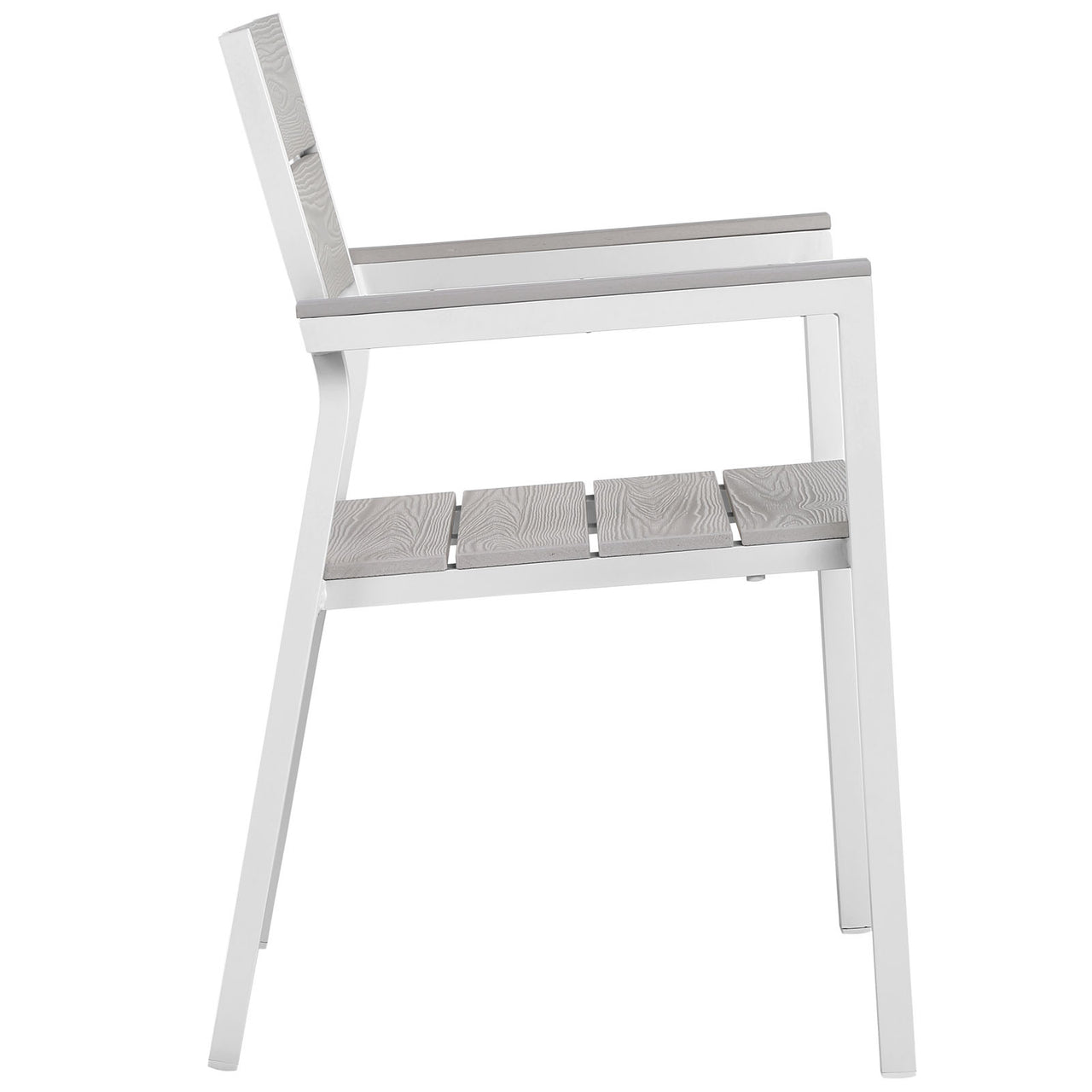 Maine 5 Piece Outdoor Patio Dining Set, White & Light Gray