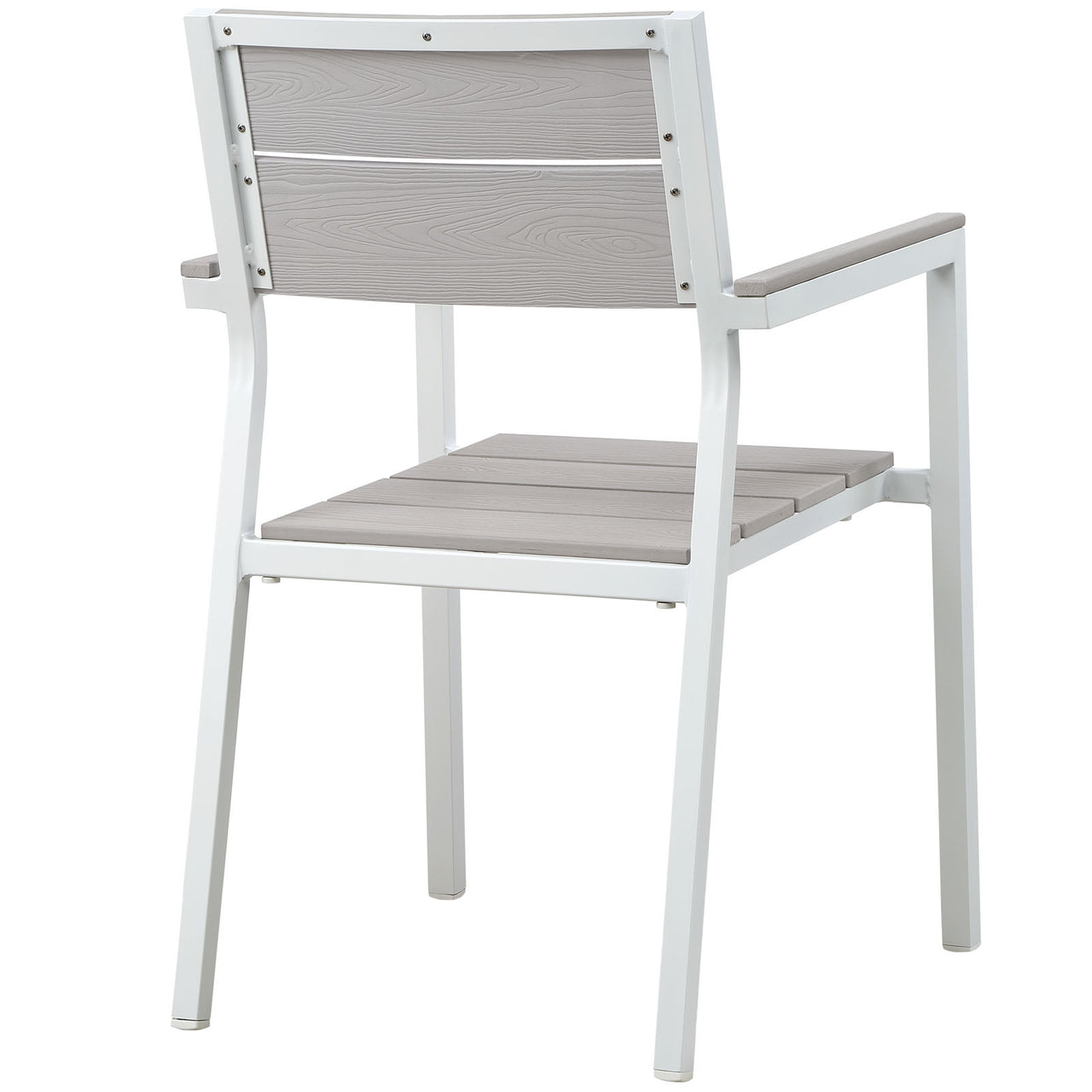 Maine 5 Piece Outdoor Patio Dining Set, White & Light Gray