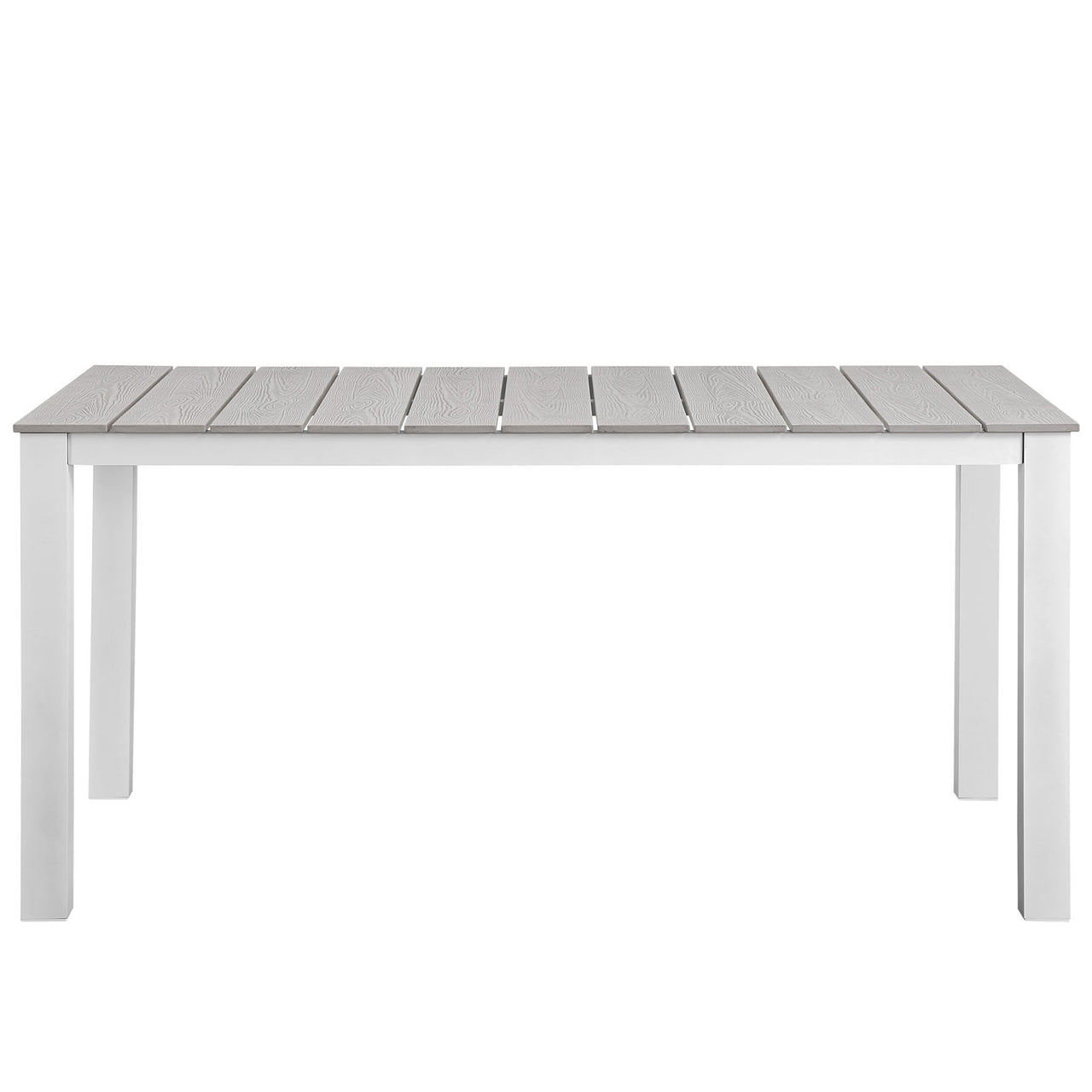 Maine 5 Piece Outdoor Patio Dining Set, White & Light Gray
