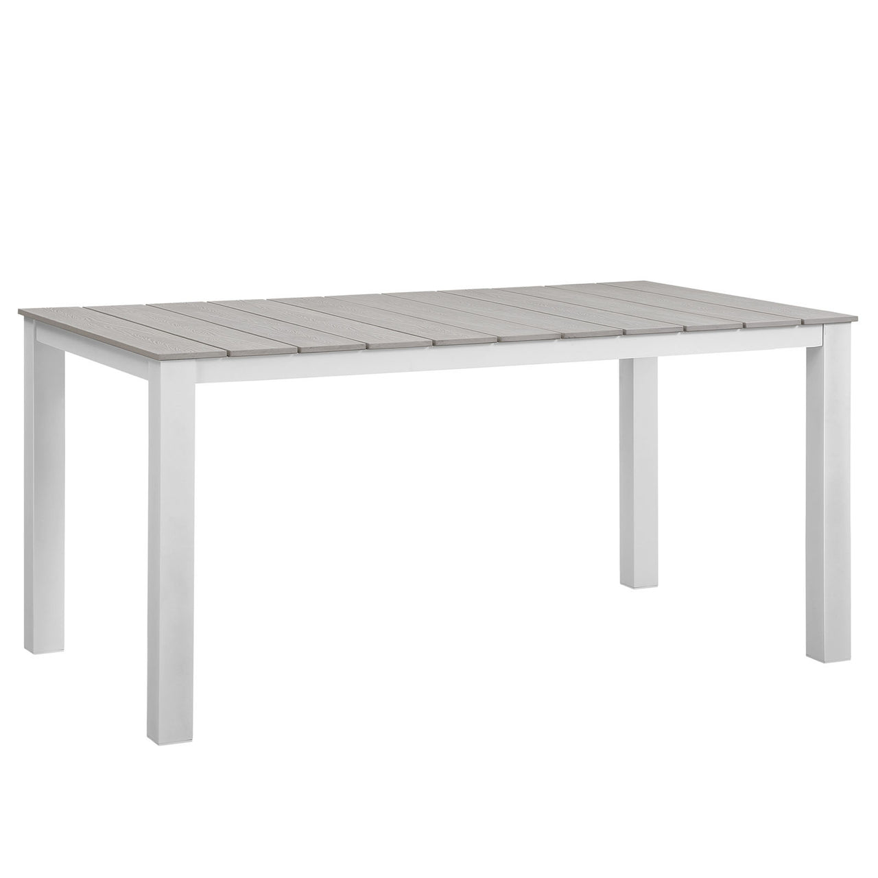Maine 5 Piece Outdoor Patio Dining Set, White & Light Gray