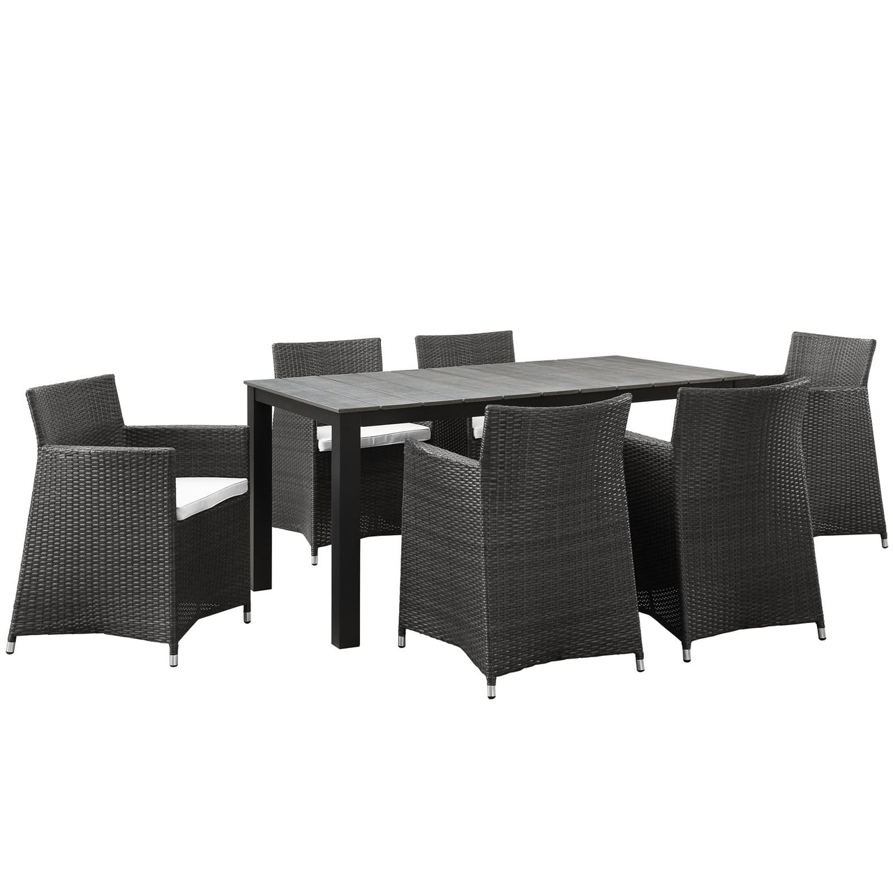 Junction 7 Piece Outdoor Patio Dining Set, Brown & White