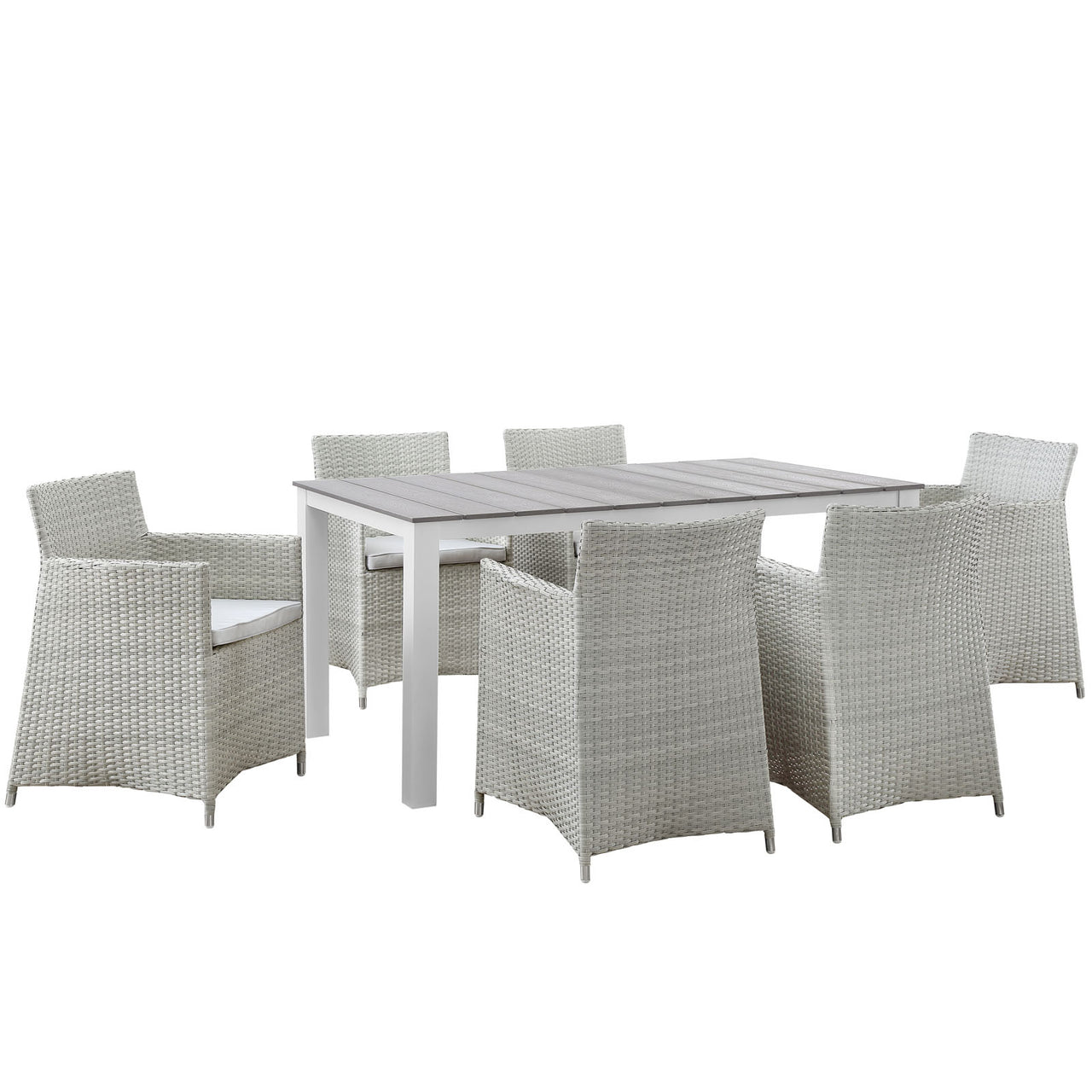 Intersect 7-Piece Alfresco Dining Set, Gray & White