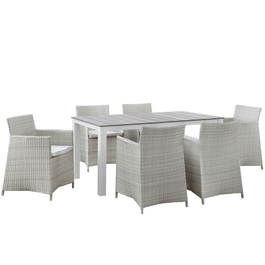 Intersect 7-Piece Alfresco Dining Set, Gray & White
