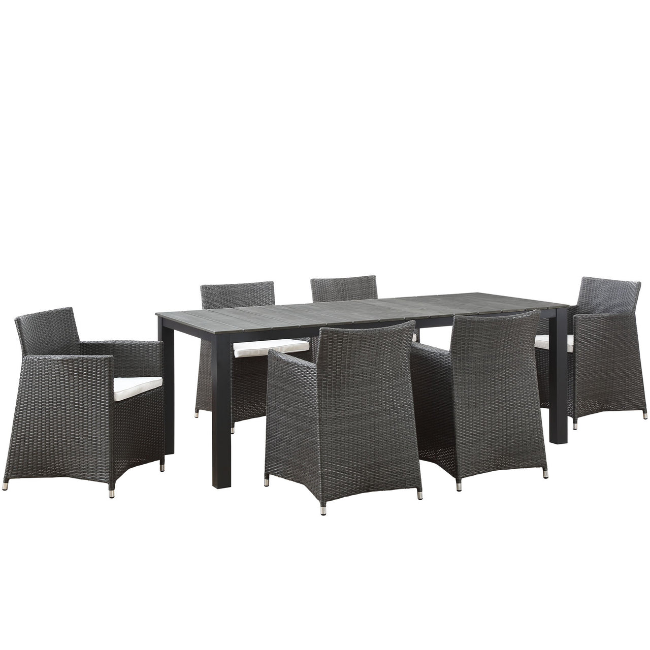 Junction 7 Piece Outdoor Patio Dining Set, Brown & White