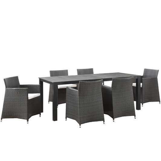 Intersect 7-Piece Alfresco Dining Set, Brown & White