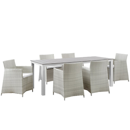 Intersect 7-Piece Alfresco Dining Set, Gray & White