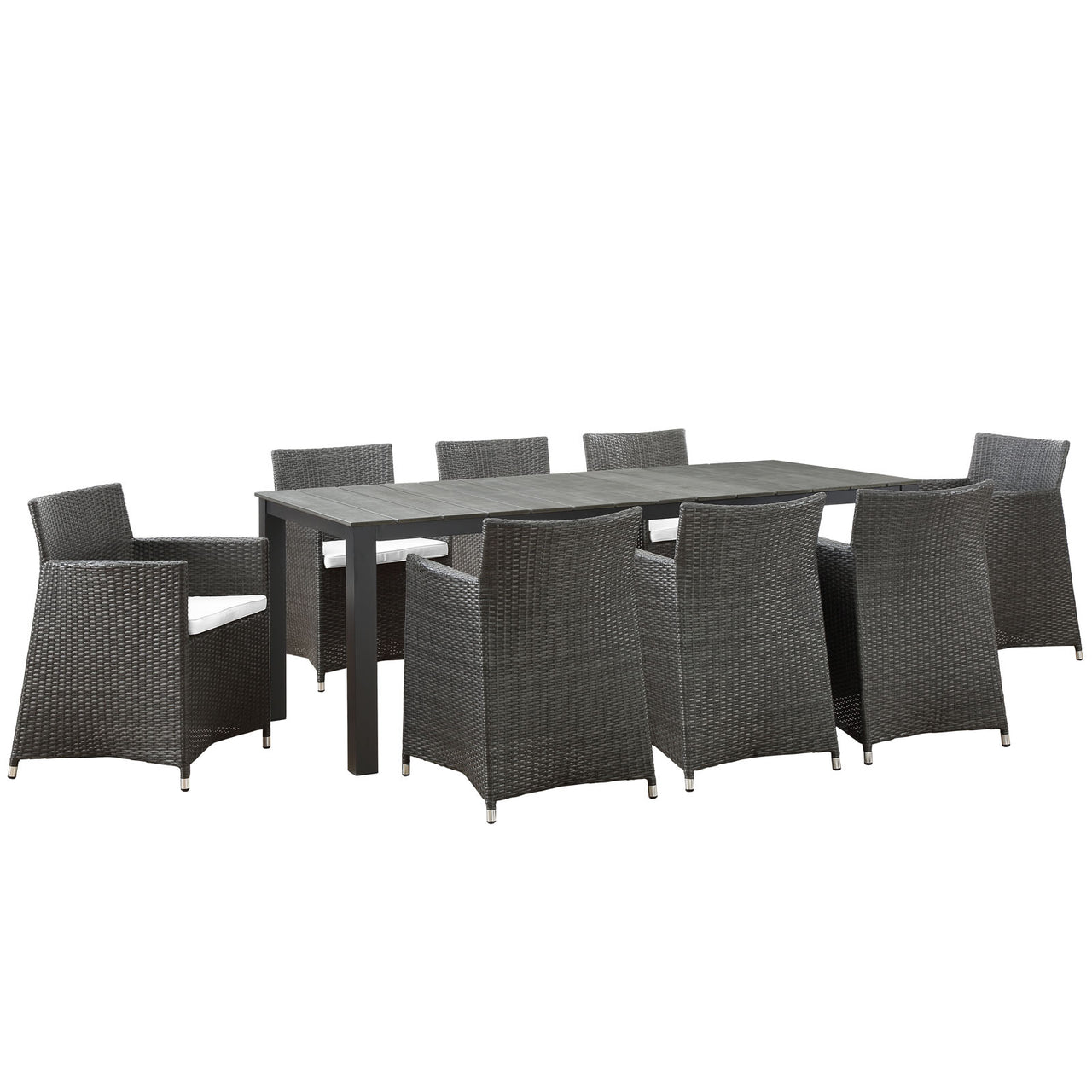 Junction 9 Piece Outdoor Patio Dining Set, Brown & White