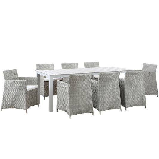 Intersect 9-Piece Alfresco Dining Set, Gray & White