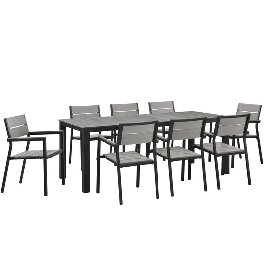 Seaboard 9-Piece Alfresco Dining Set, Brown & Gray