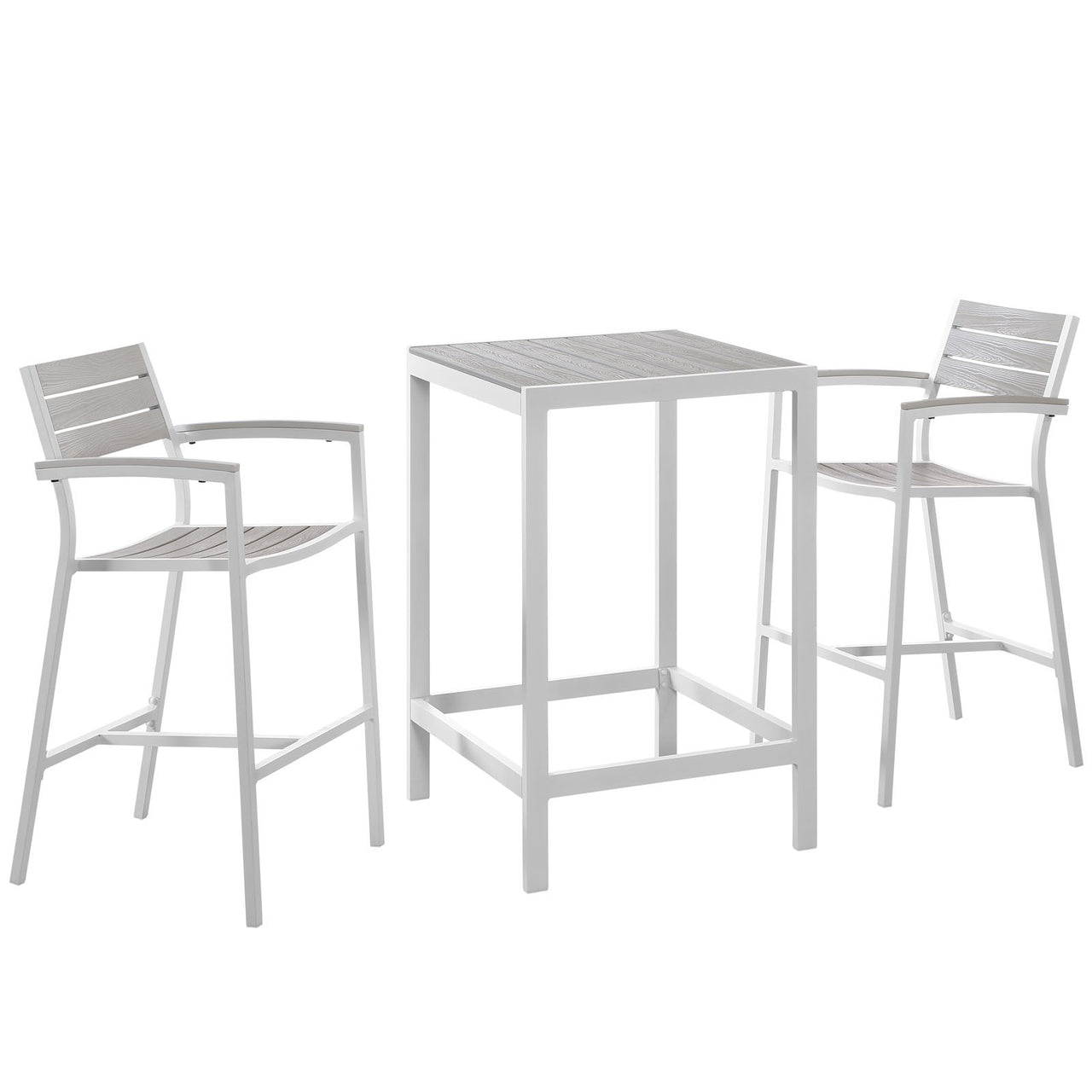 Seaboard 3-Piece Alfresco Bar Set, White & Light Gray