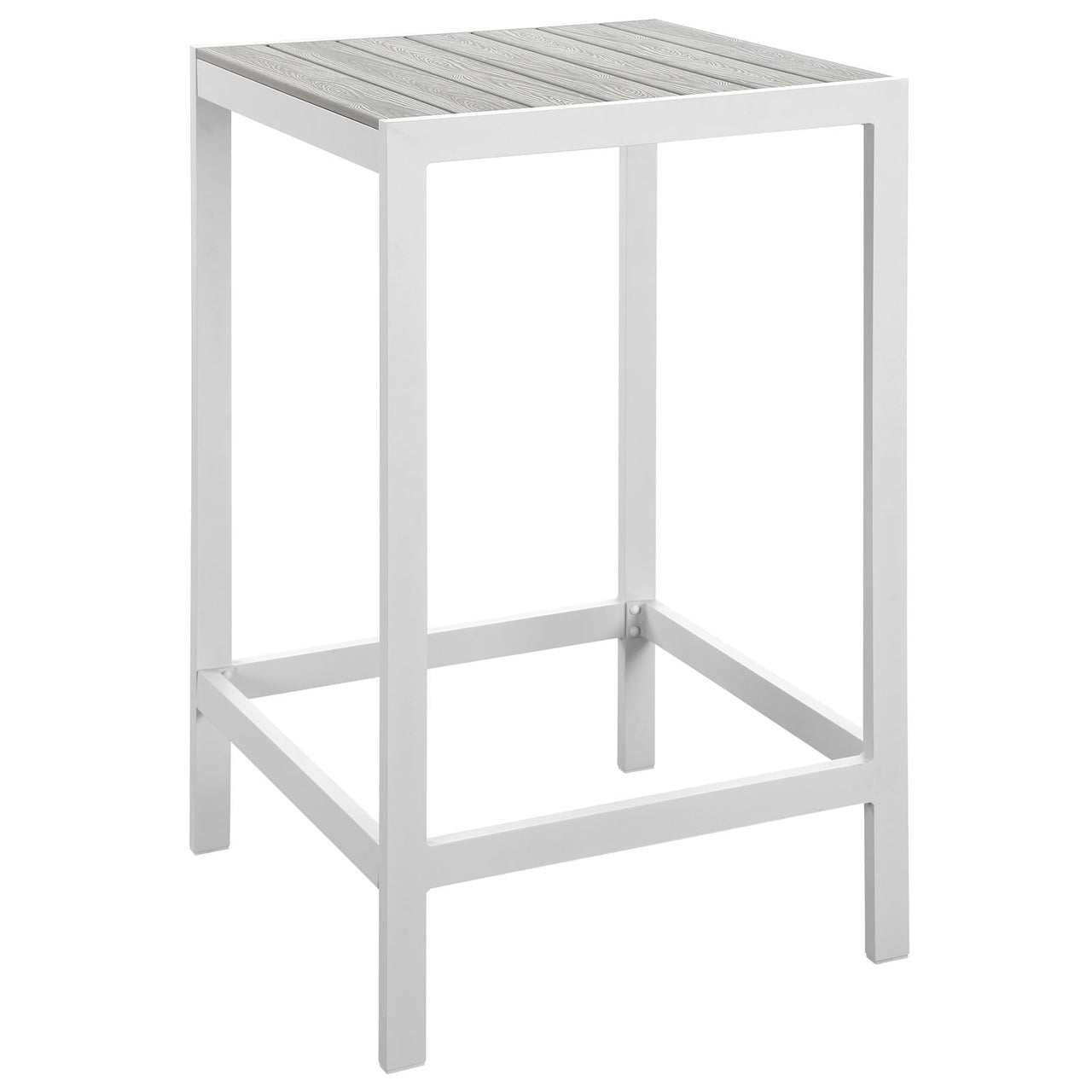 Maine 5 Piece Outdoor Patio Bar Set, White & Light Gray
