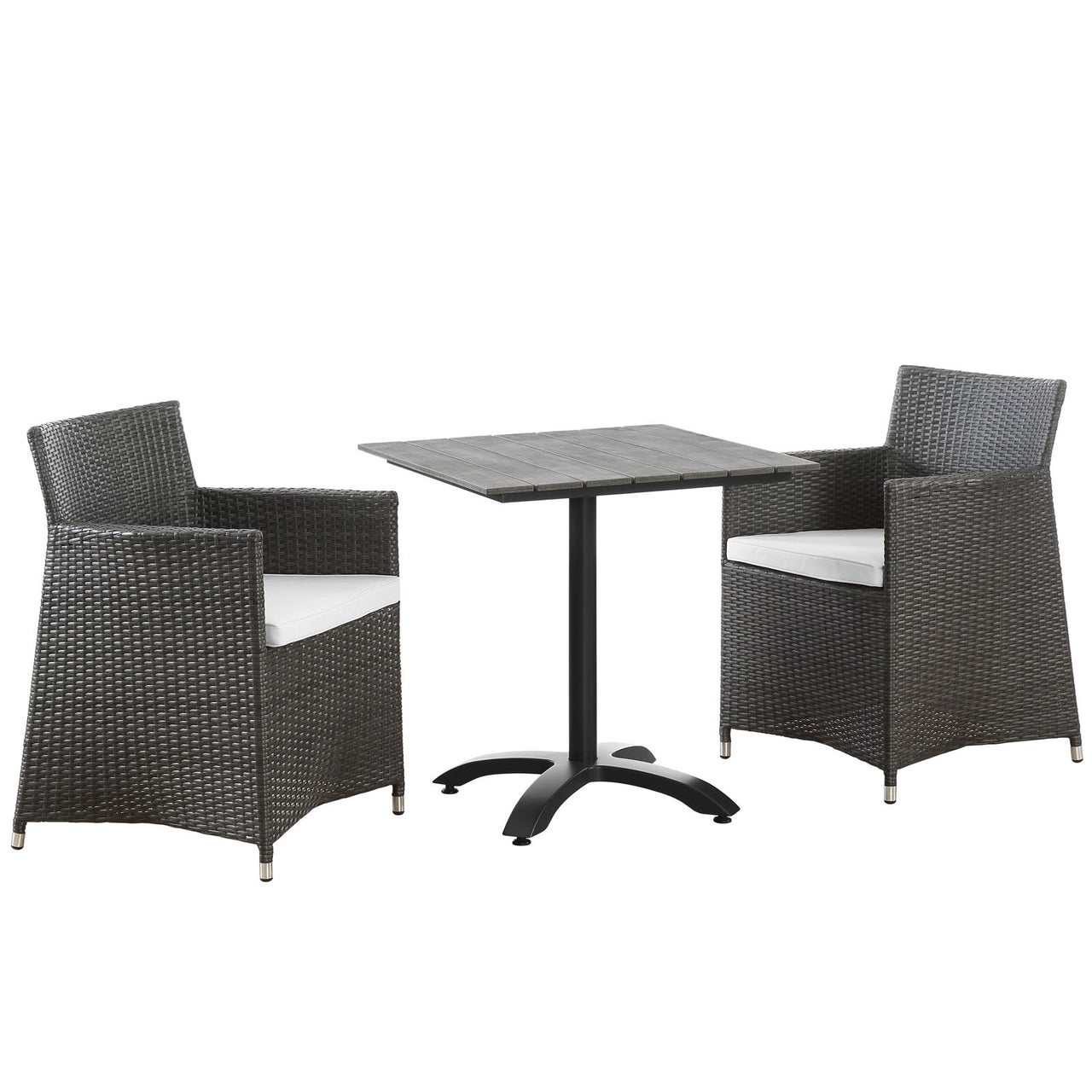 Junction 3 Piece Outdoor Patio Dining Set, Brown & White