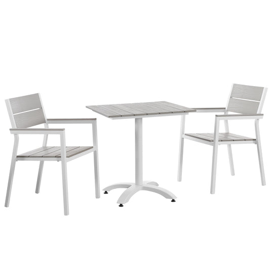 Seaboard 3-Piece Alfresco Dining Set, White & Light Gray