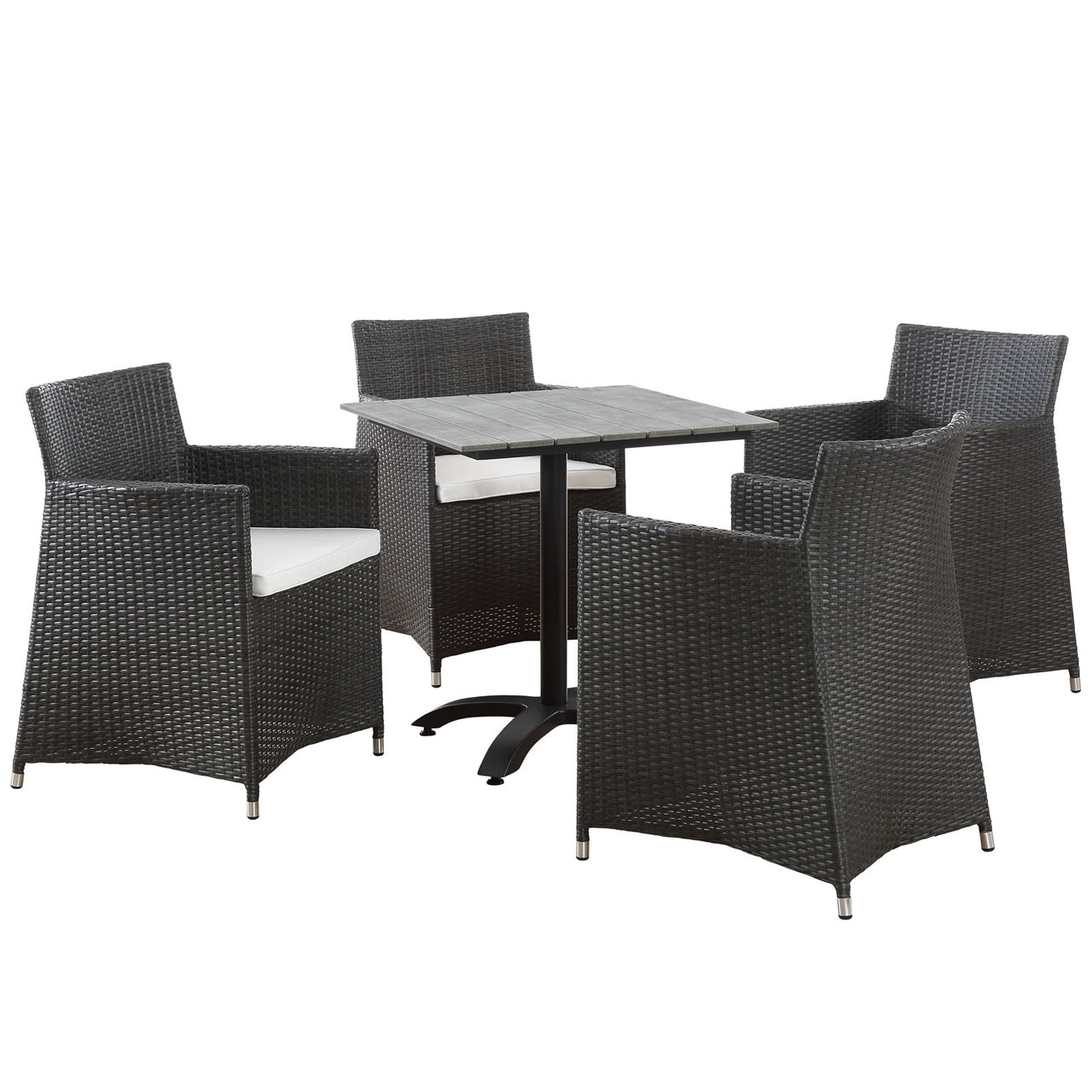 Junction 5 Piece Outdoor Patio Dining Set, Brown & White