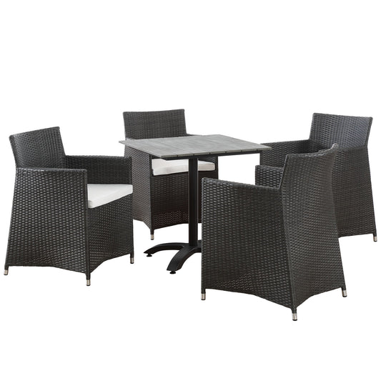 Intersect 5-Piece Alfresco Dining Set, Brown & White