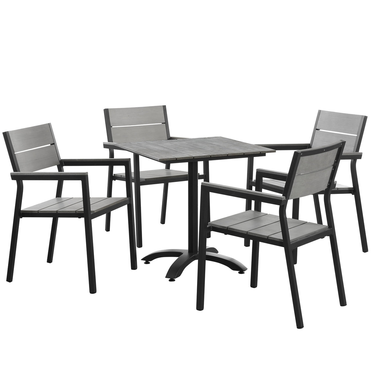 Maine 5 Piece Outdoor Patio Dining Set, Brown & Gray