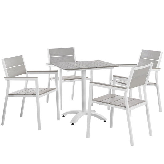 Seaboard 5-Piece Alfresco Dining Set, White & Light Gray