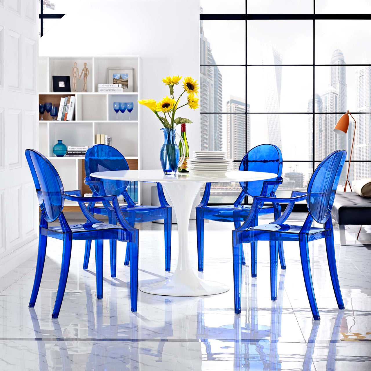 Casper Dining Armchairs Set of 4, Blue