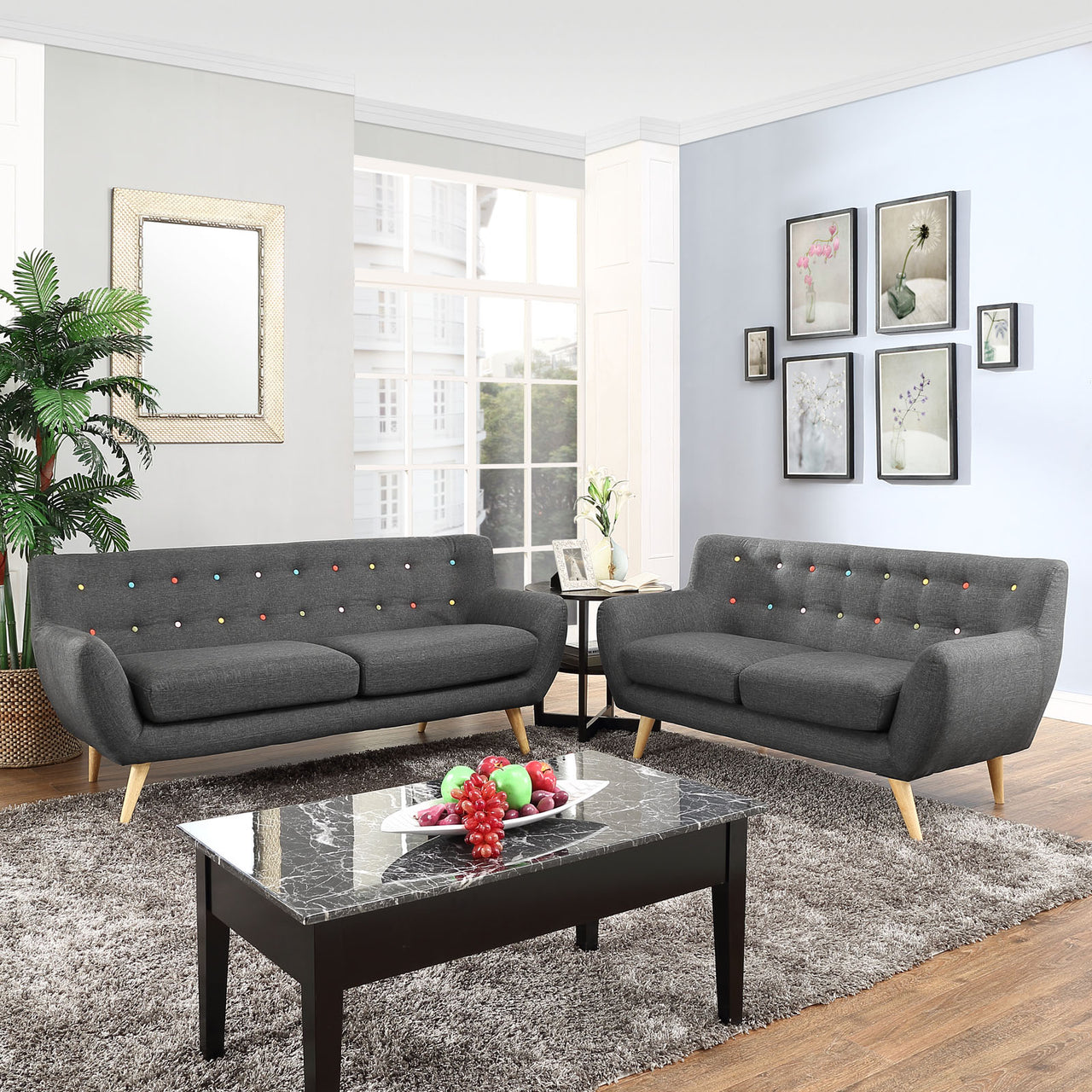Engage 2-Piece Living Room Set, Gray