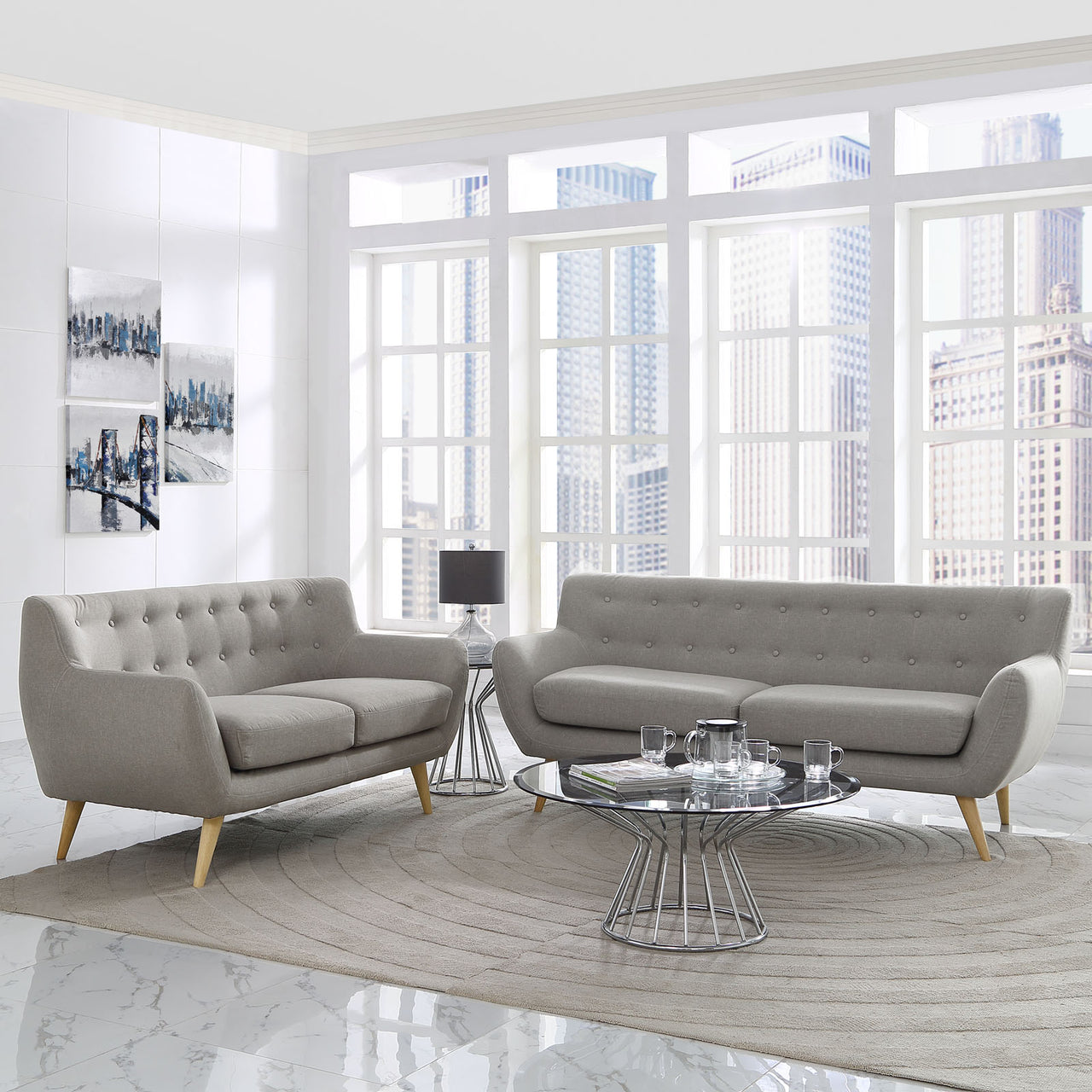 Remark 2 Piece Living Room Set, Light Gray