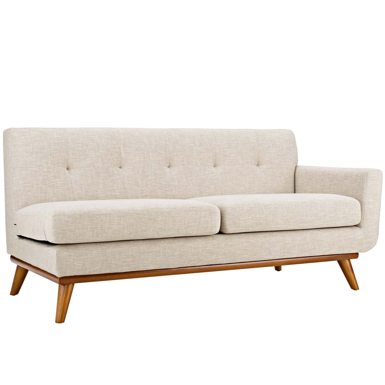 Engage Right-Arm Upholstered Fabric Loveseat | Modular Sectional Component, Beige