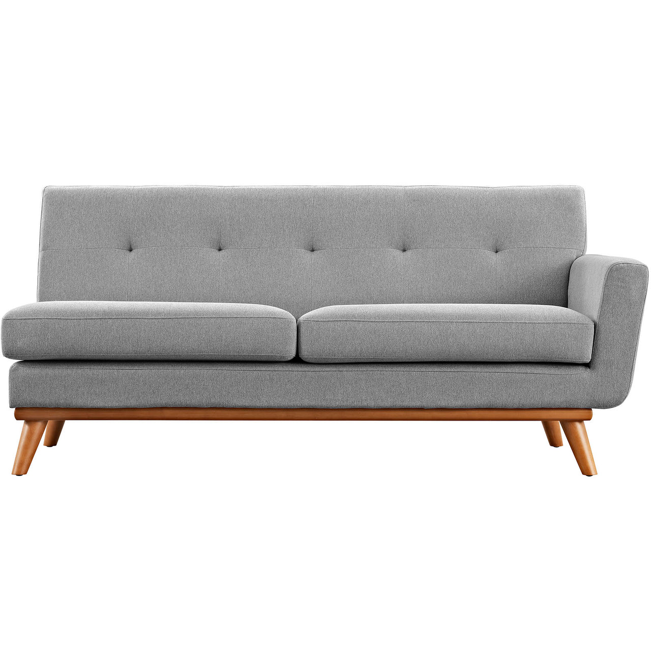 Rendezvous Right-Arm Fabric Loveseat | Modular Sectional Component, Light Gray