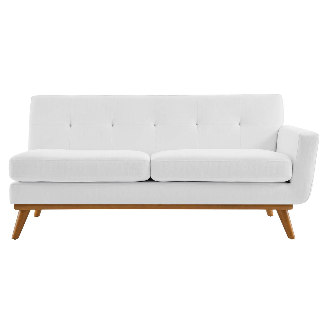 Engage Right-Arm Upholstered Fabric Loveseat | Modular Sectional Component, White