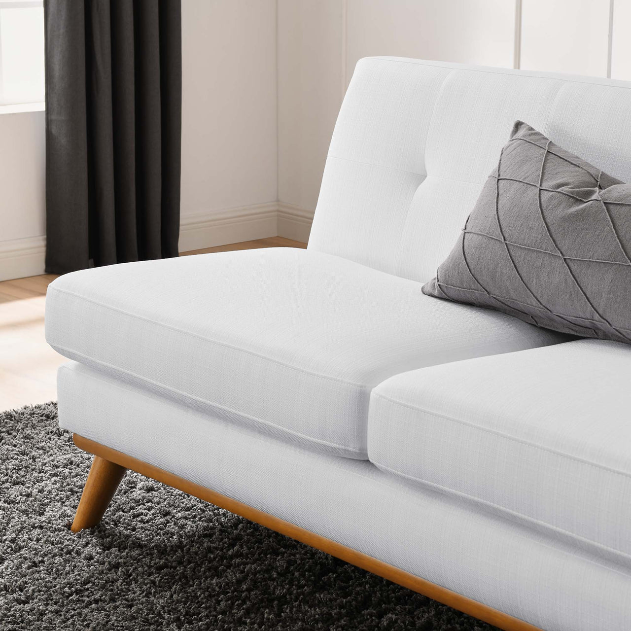 Engage Right-Arm Upholstered Fabric Loveseat | Modular Sectional Component, White