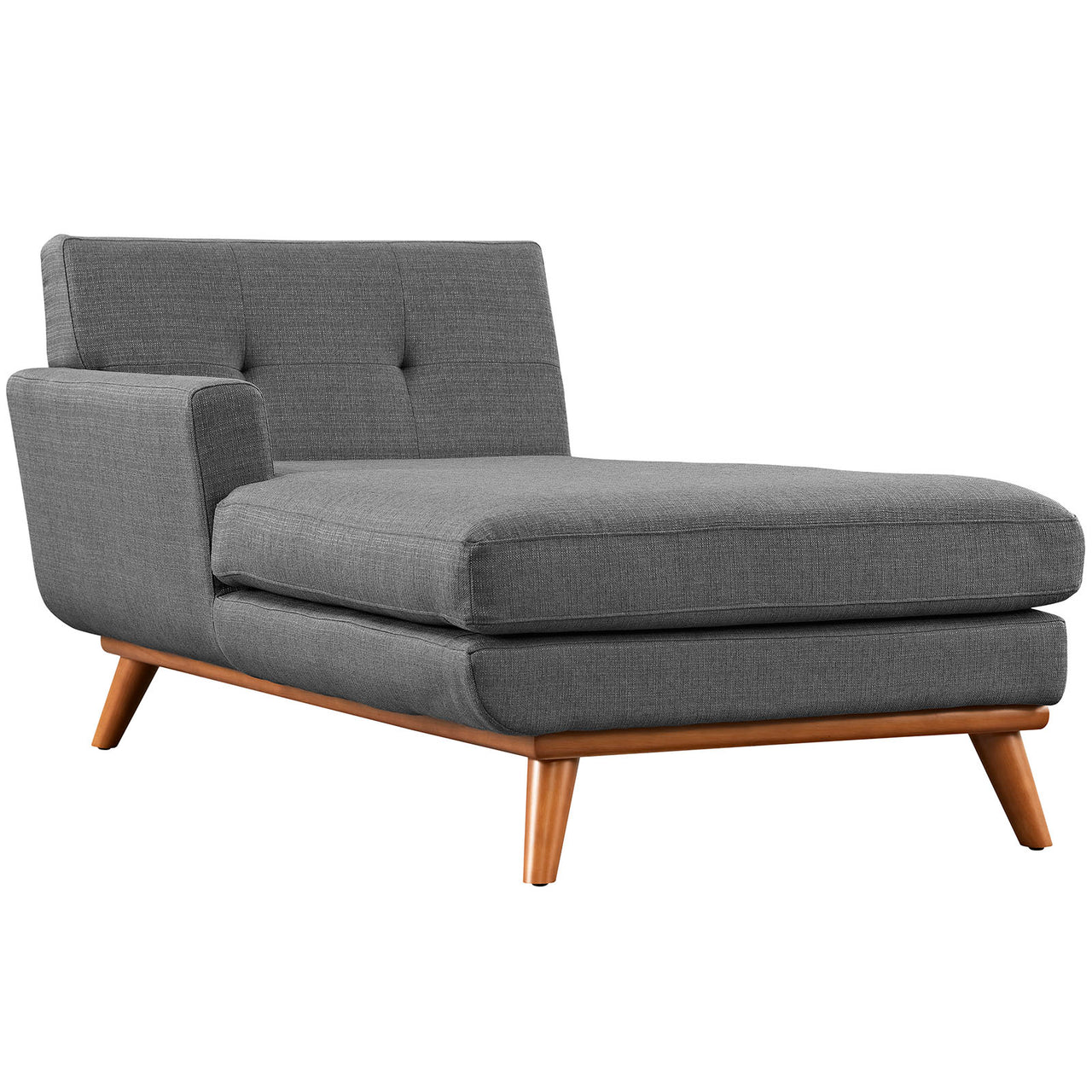 Engage Left-Facing Upholstered Fabric Chaise | Modular Sectional Component, Gray
