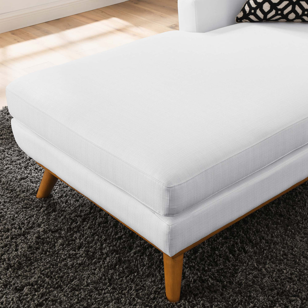 Rendezvous Left-Facing Fabric Chaise | Modular Sectional Component, White