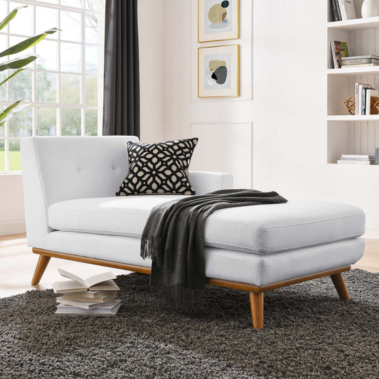 Rendezvous Right-Facing Fabric Chaise | Modular Sectional Component, White