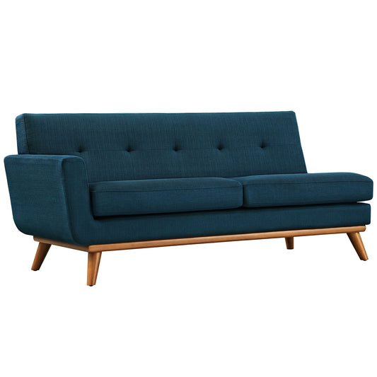 Rendezvous Left-Arm Fabric Loveseat | Modular Sectional Component, Azure
