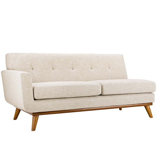 Rendezvous Left-Arm Fabric Loveseat | Modular Sectional Component, Beige