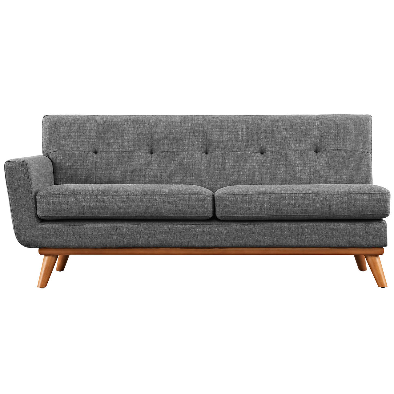 Rendezvous Left-Arm Fabric Loveseat | Modular Sectional Component, Gray