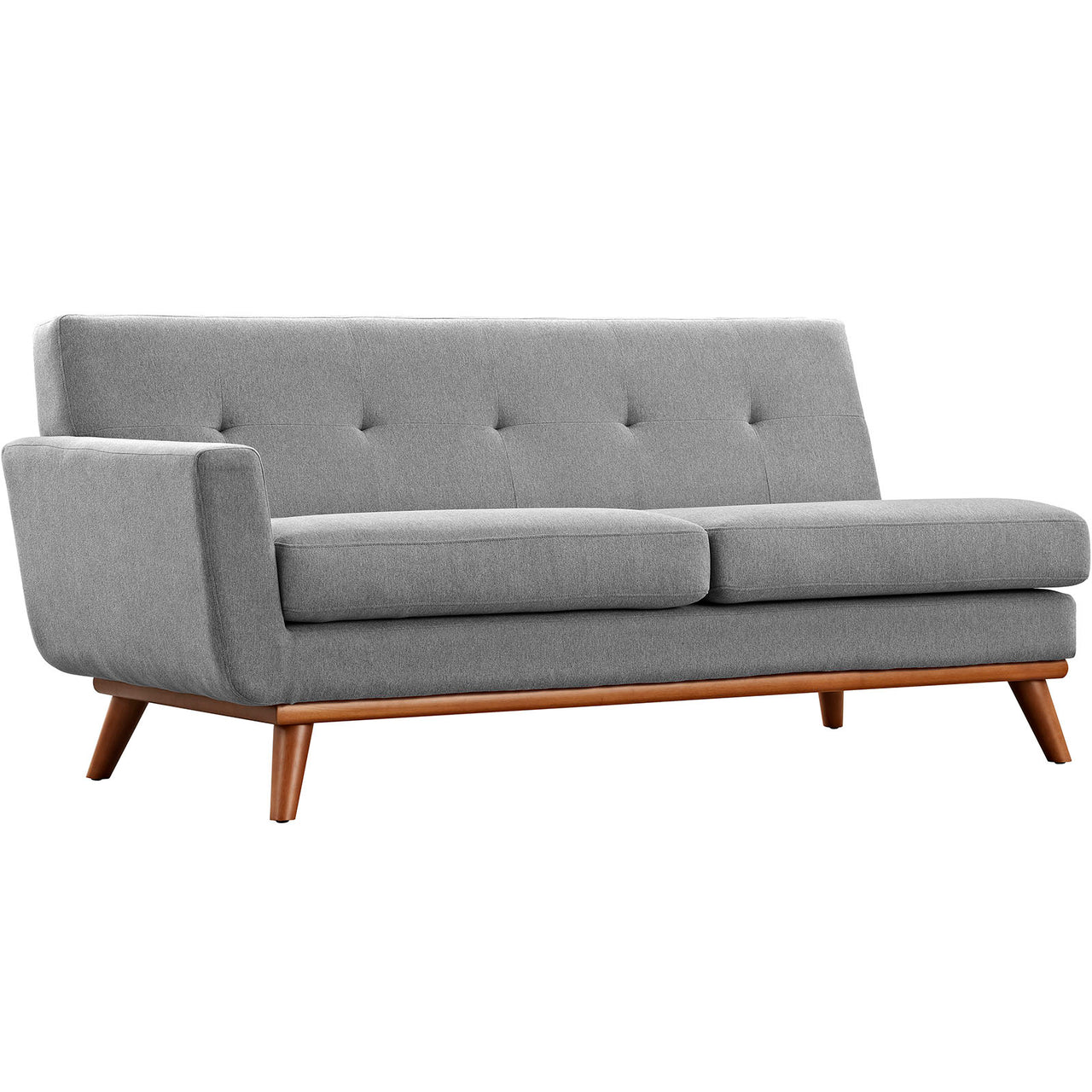 Engage Left-Arm Upholstered Fabric Loveseat | Modular Sectional Component, Expectation Gray