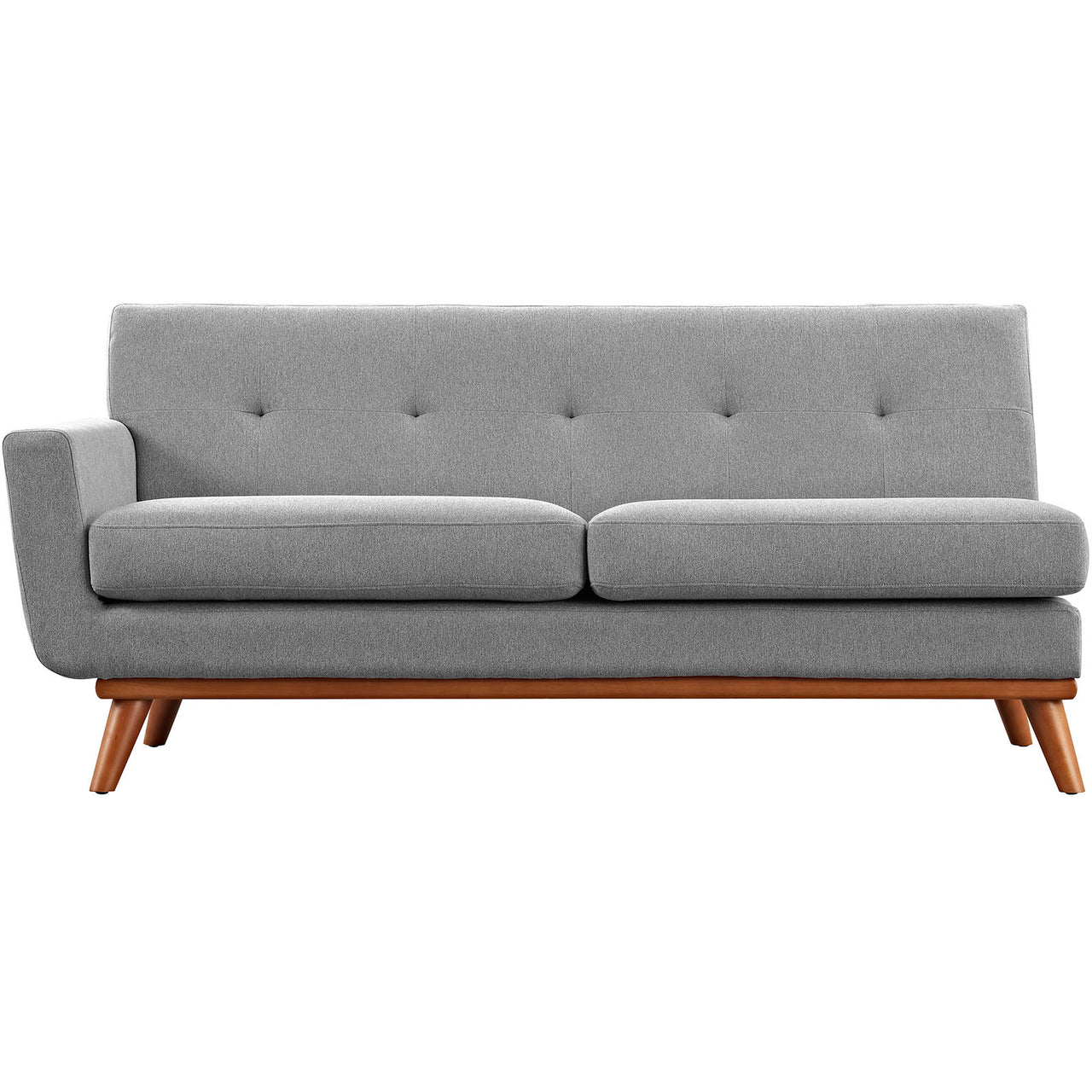 Engage Left-Arm Upholstered Fabric Loveseat | Modular Sectional Component, Expectation Gray