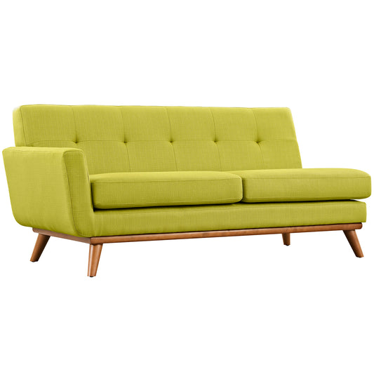 Rendezvous Left-Arm Fabric Loveseat | Modular Sectional Component, Chartreuse
