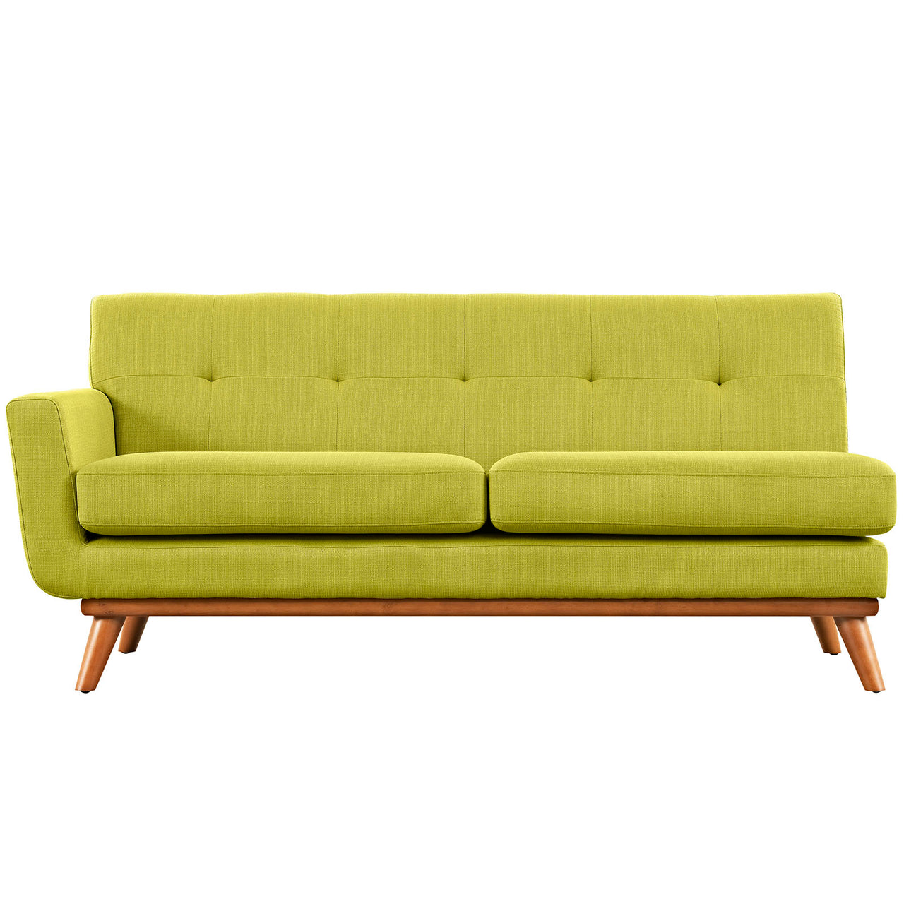 Rendezvous Left-Arm Fabric Loveseat | Modular Sectional Component, Chartreuse