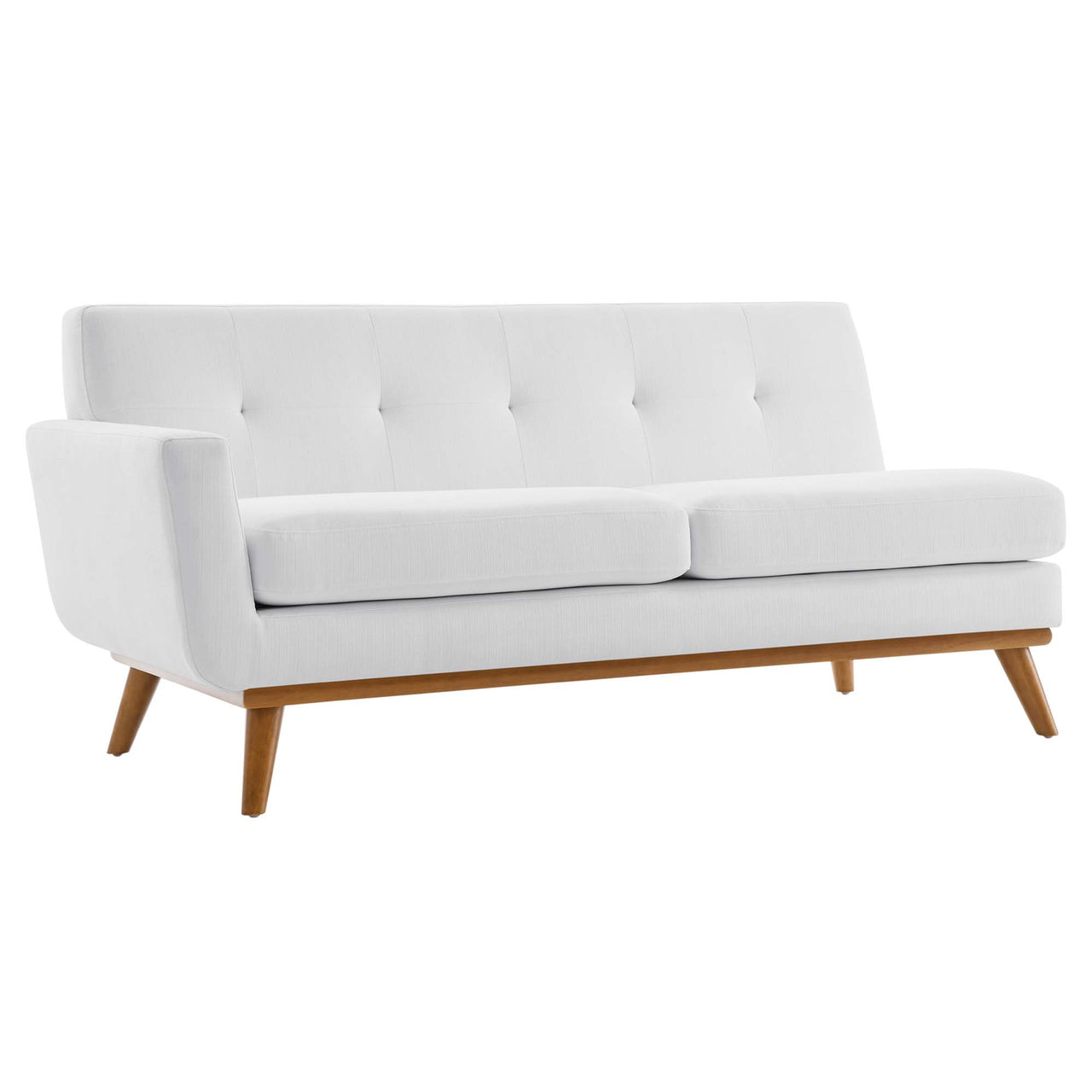 Engage Left-Arm Upholstered Fabric Loveseat | Modular Sectional Component, White