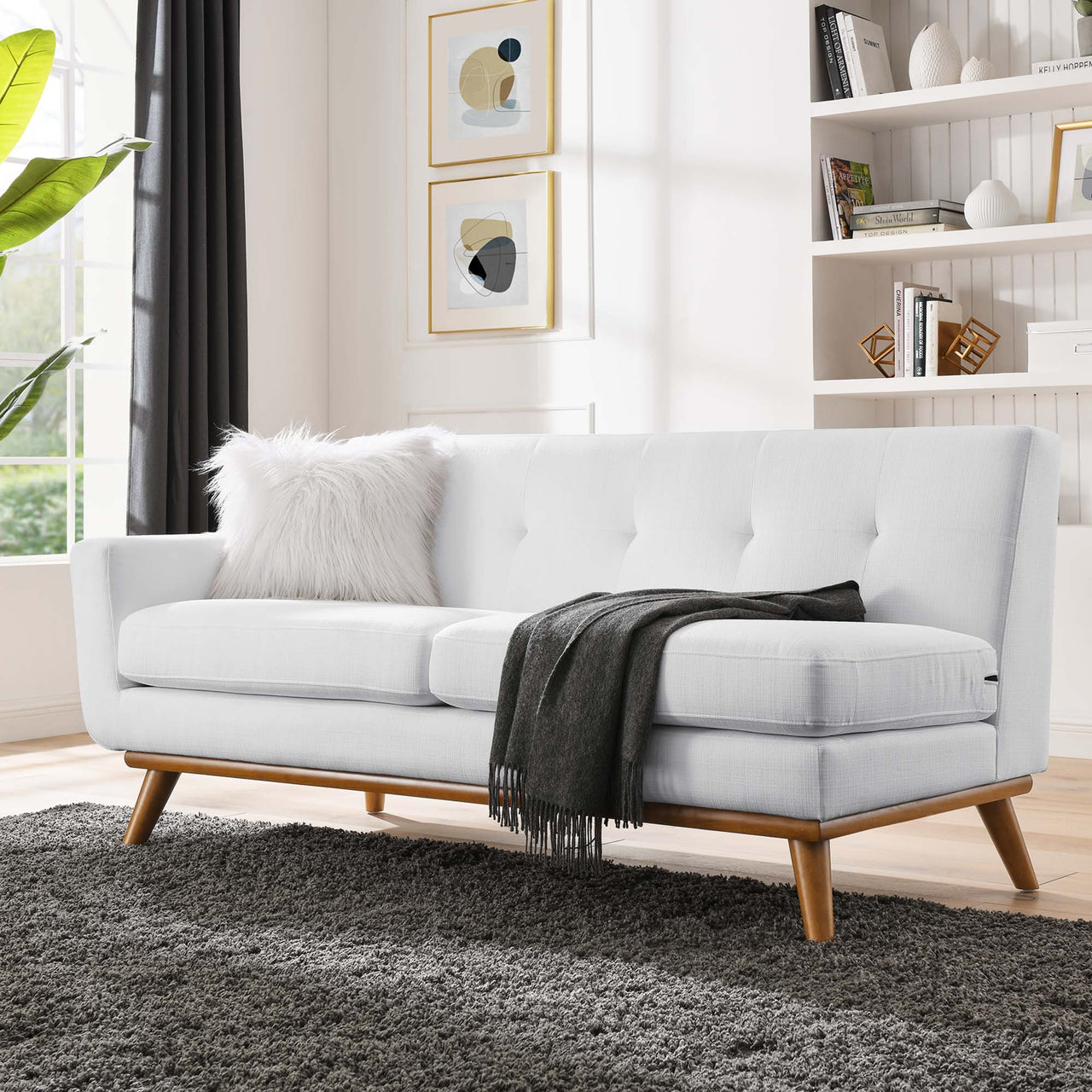 Engage Left-Arm Upholstered Fabric Loveseat | Modular Sectional Component, White