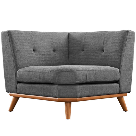 Rendezvous Textured Fabric Corner Chair | Modular Sectional Component, Gray