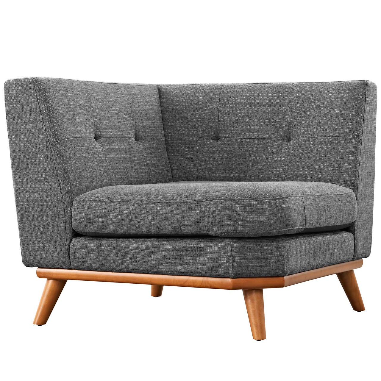 Rendezvous Textured Fabric Corner Chair | Modular Sectional Component, Gray