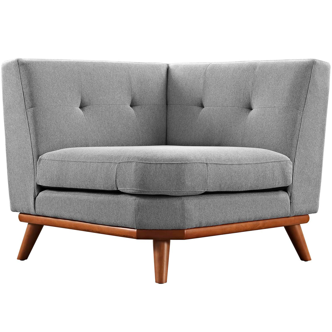 Rendezvous Textured Fabric Corner Chair | Modular Sectional Component, Light Gray