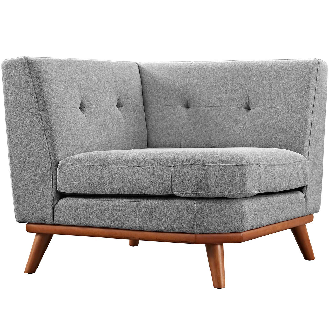 Rendezvous Textured Fabric Corner Chair | Modular Sectional Component, Light Gray