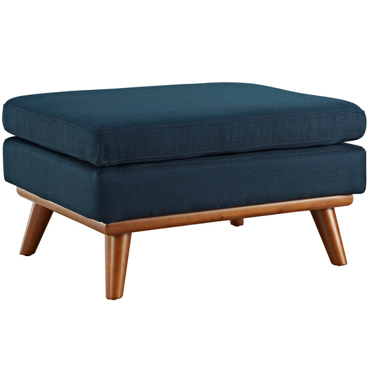 Rendezvous Textured Fabric Ottoman | Modular Sectional Component, Azure
