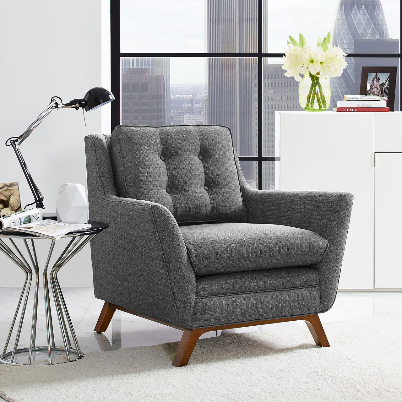 Beguile Upholstered Fabric Armchair, Gray
