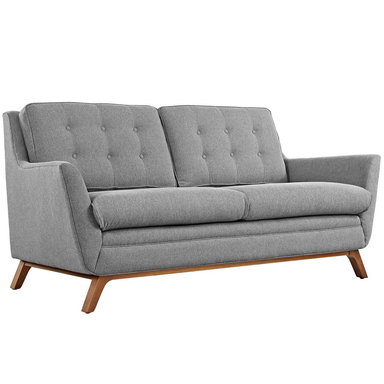 Beguile Upholstered Fabric Loveseat, Light Gray