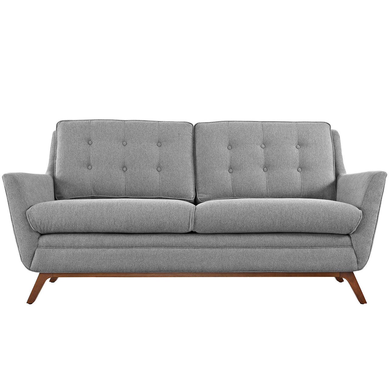 Beguile Upholstered Fabric Loveseat, Light Gray