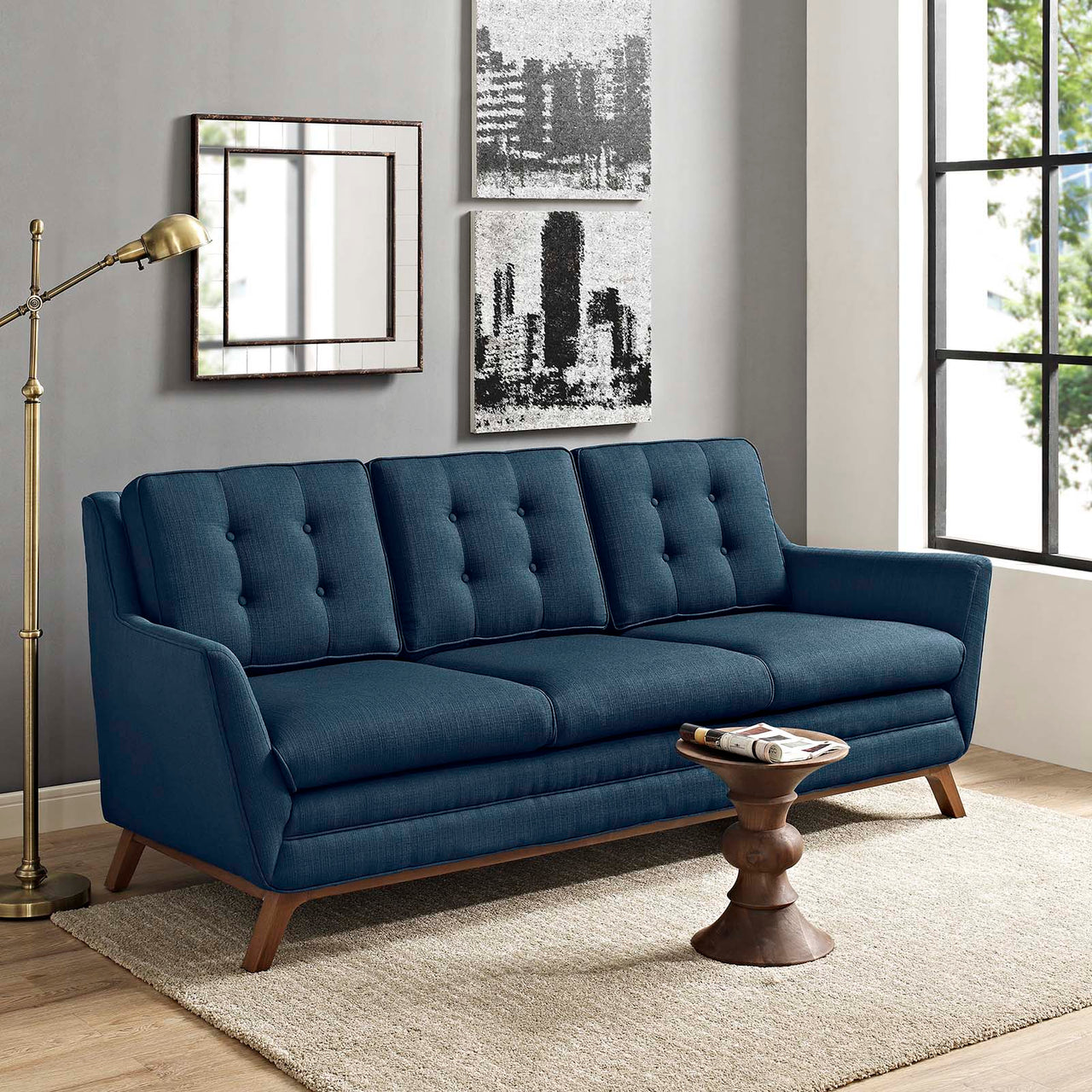 Beguile Upholstered Fabric Sofa, Azure