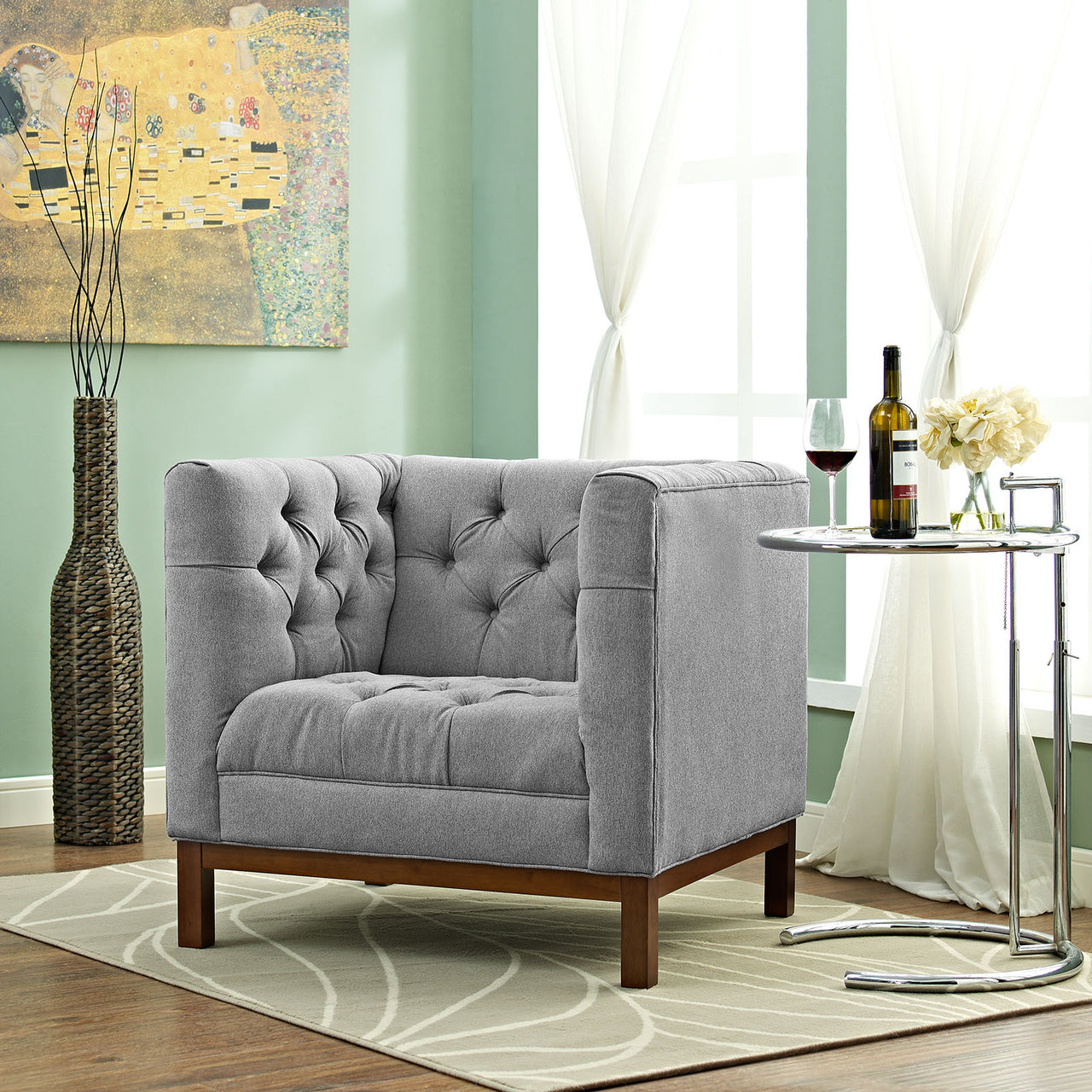 Poise Fabric Armchair, Light Gray